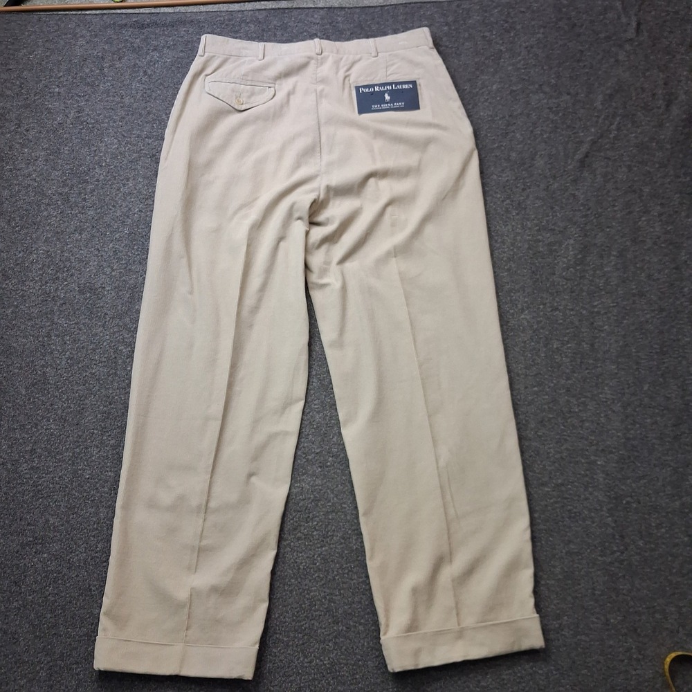 Polo Ralph Lauren Siena Corduroy Pants Mens 36x31 Pleated Cuffed Cotton Preppy - Picture 2 of 16